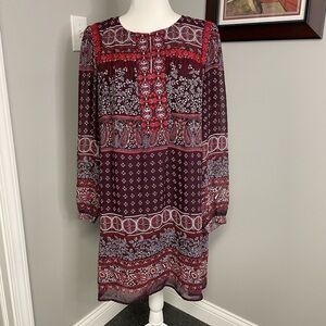 One September Vella Tunic Dress Red Medium Anthropologie Shirt Dress Boho